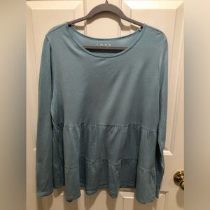 LOFT Cotton blend Size L light teal blue shirt